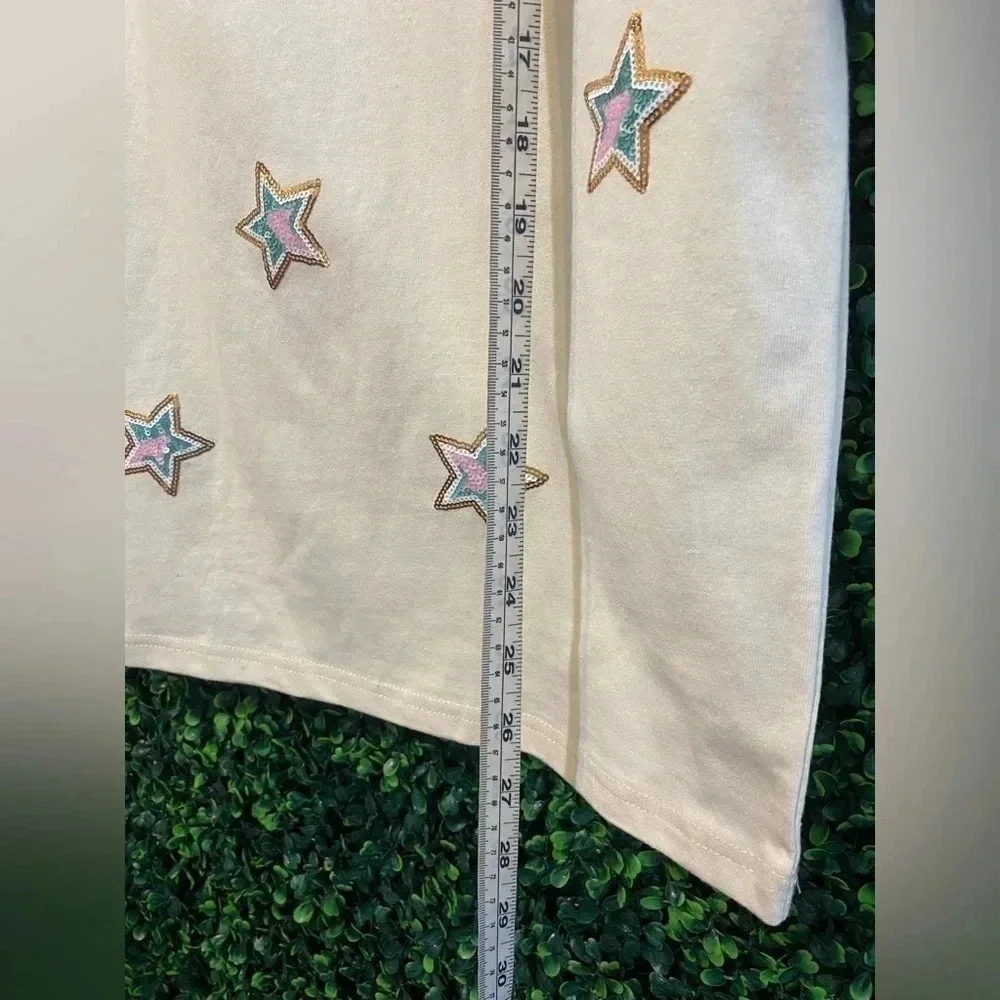 Peach Love - All Over Sequin Star Top - Size Small NEW - Picture 7 of 8